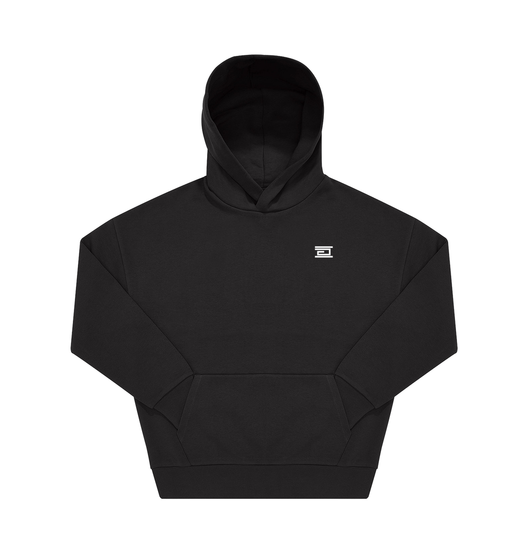 Black Printed Hoody Front