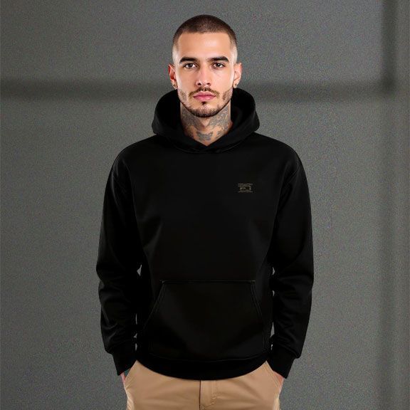 Black Printed Hoody Front