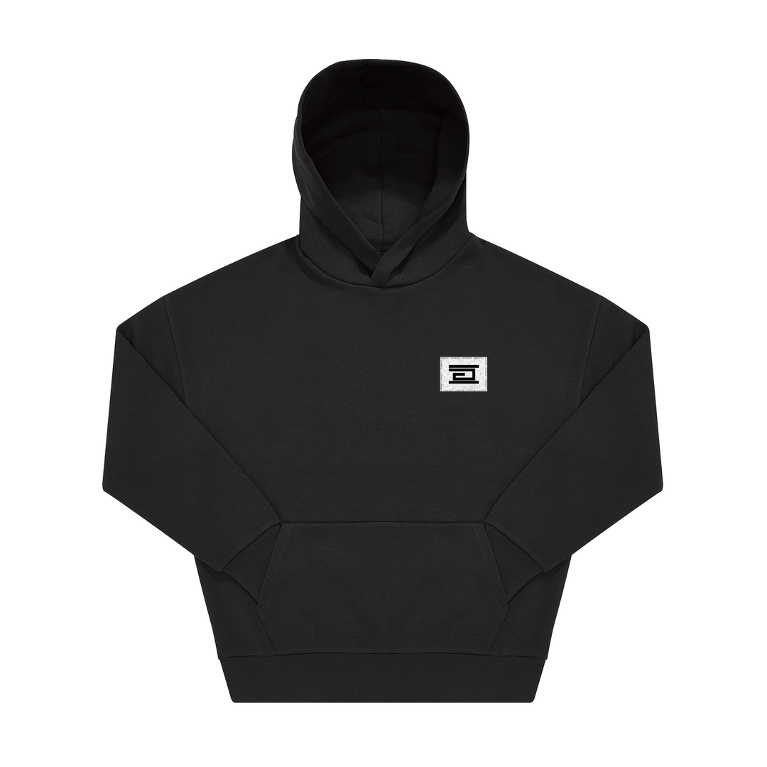 Black Printed Hoody Front