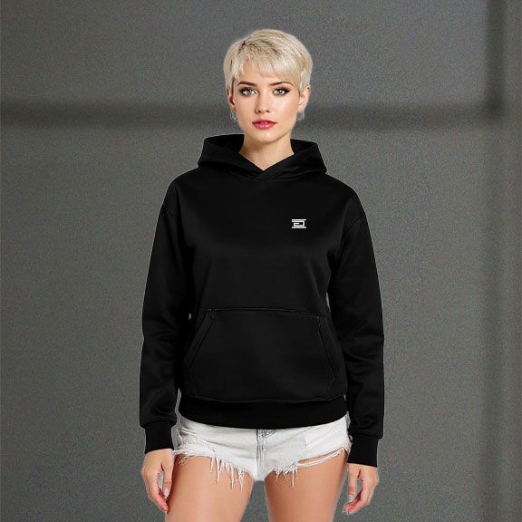 Black Printed Hoody Front