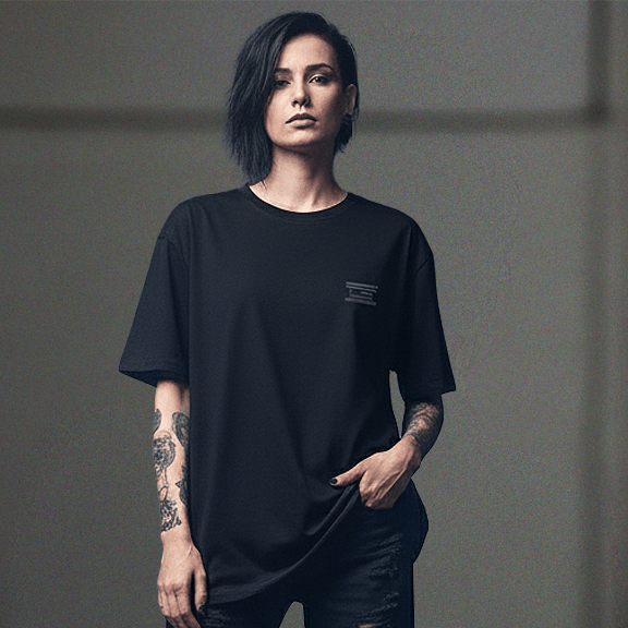 Black Printed T-shirt Front