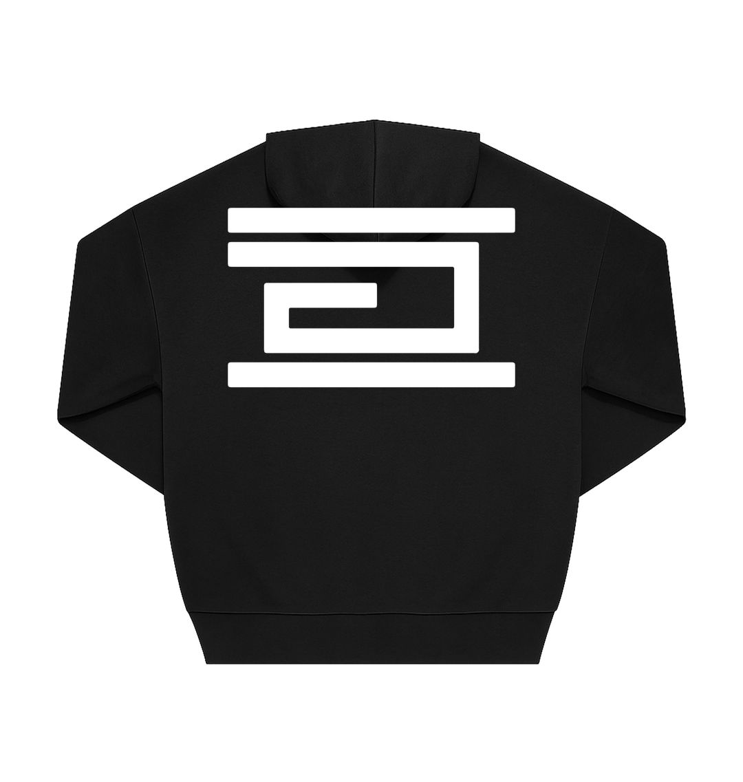 Black Printed Hoody Back